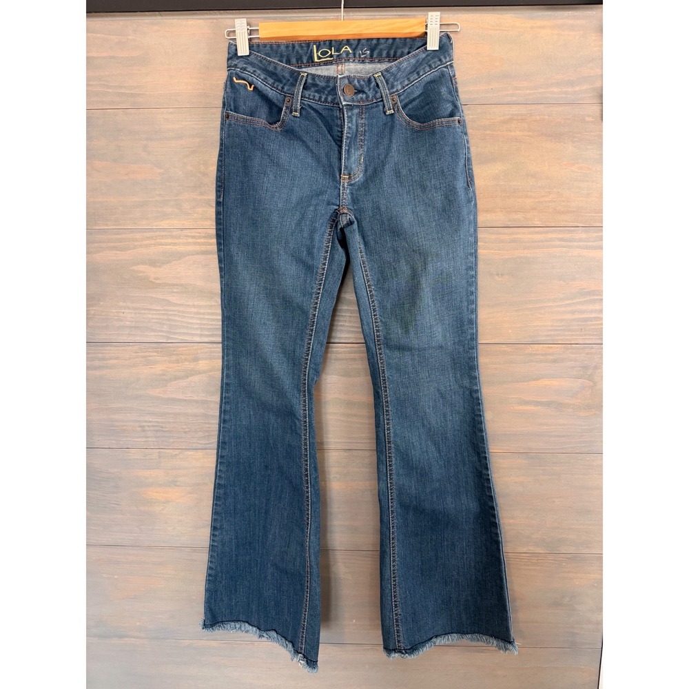 Kimes Ranch Lola Flare Jeans Womens 00/30 Blue Raw Hem Western Denim Made in USA